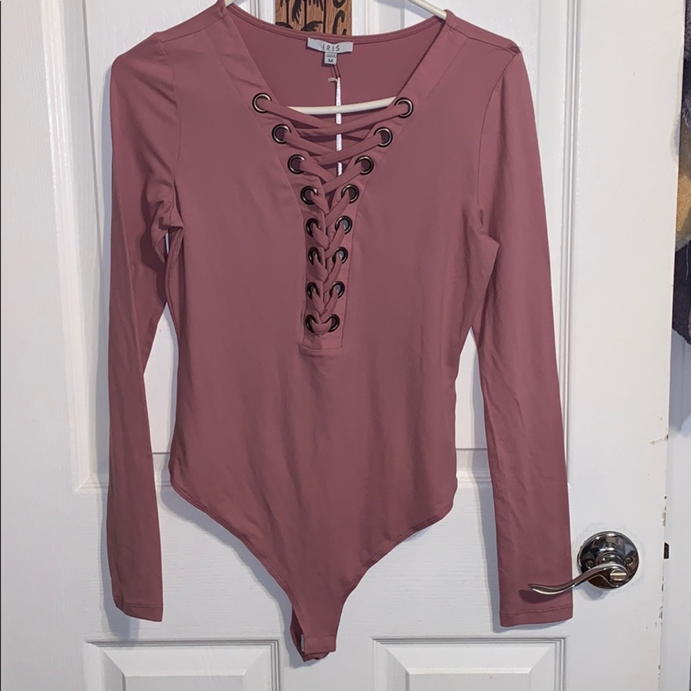 Bodysuit long sleeve hot pink